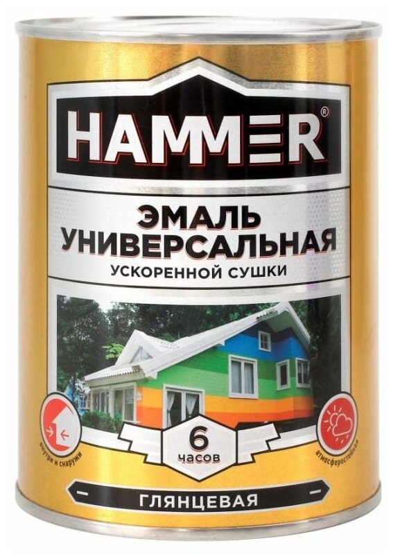 эмаль алкидная HAMMER ускоренной сушки 0,9кг шоколадная, арт.ЭК000135038 - фото №1