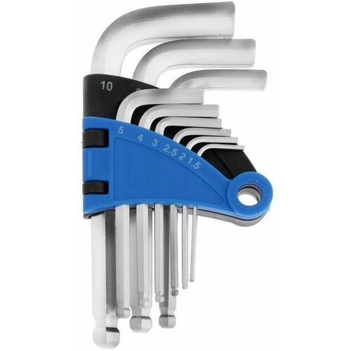 Набор ключей шестигранных для дома и автомобиля с шаром CrV 15 - 10 мм 9 шт 737₽