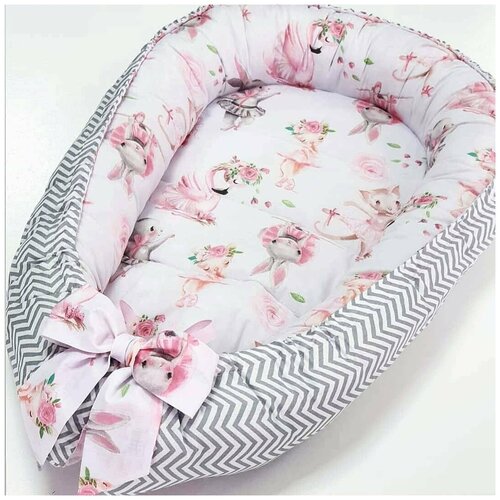 Кокон-гнездышко с бантом для новорожденного Masteritsa_textile, расцветка 