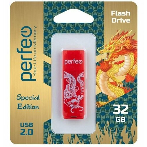 Флеш Perfeo USB 32GB C04 Red Koi Fish флэш диск usb perfeo 32gb c04 red koi fish pf c04rkf032