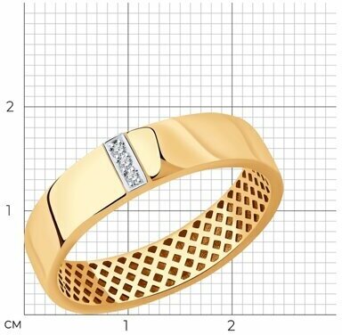Кольцо обручальное Diamant online, красное золото, 585 проба, бриллиант, размер 18, ширина 4.5 мм, бесцветный — фото 1