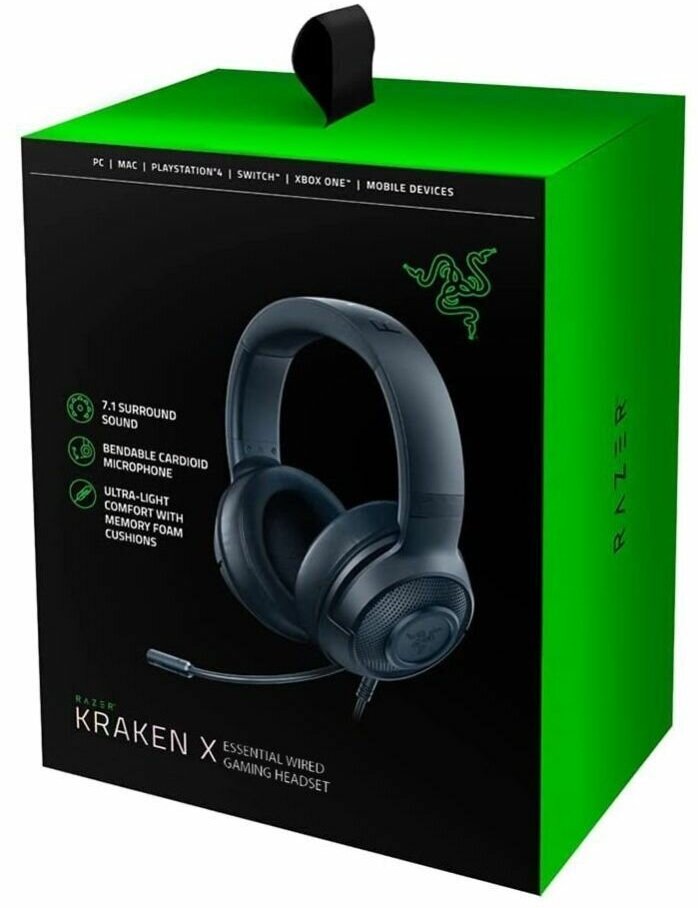 Игровые наушники Razer Kraken X ESSENTIAL, черный