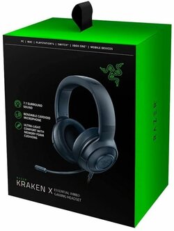 Игровые наушники Razer Kraken X ESSENTIAL, черный — купить в интернет-магазине по низкой цене на Яндекс Маркете