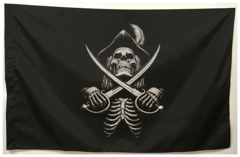 Пиратский флаг скелет с саблями 40х60 см