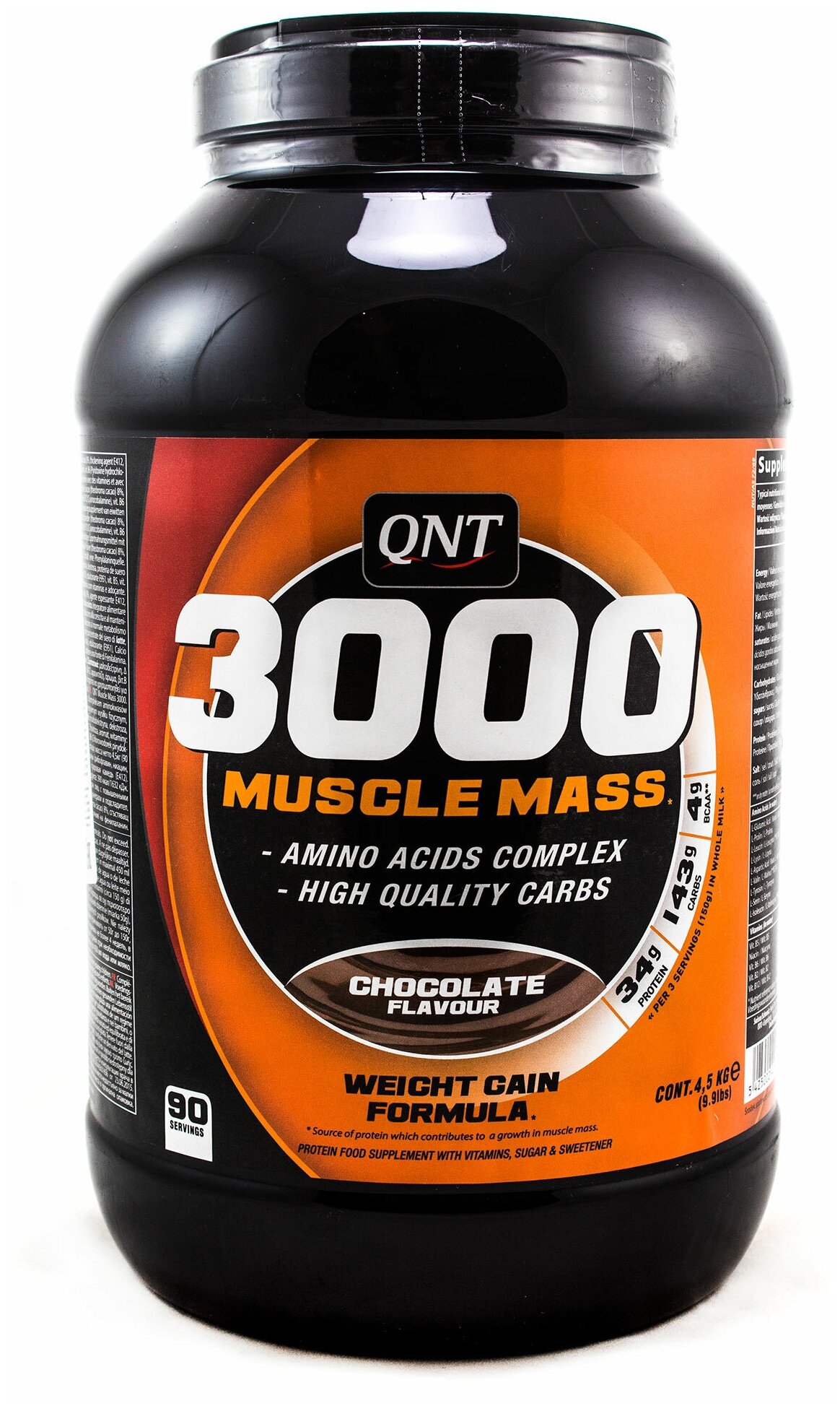 QNT 3000 Muscle Mass Chocolate Flavour 4.5 kg/ Гейнер "3000 Массл Масс" 4,5кг Шоколад