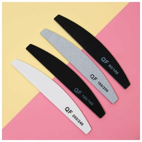 Набор пилок-наждаков абразивность 80100 100180 180200 200240 18 см 4 шт цвет чёрныйсерыйбелый 650₽