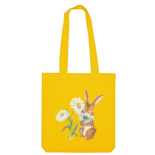 сумка заяц с ромашками белый Сумка шоппер Us Basic, желтый