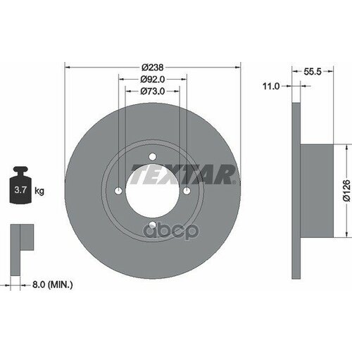 Тормозной диск Textar 92005400 для Opel Corsa, GT, Kadett, Rekord