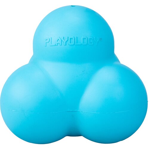Хрустящий жевательный мяч для собак Playology с пищалкой и с ароматом арахиса, голубой