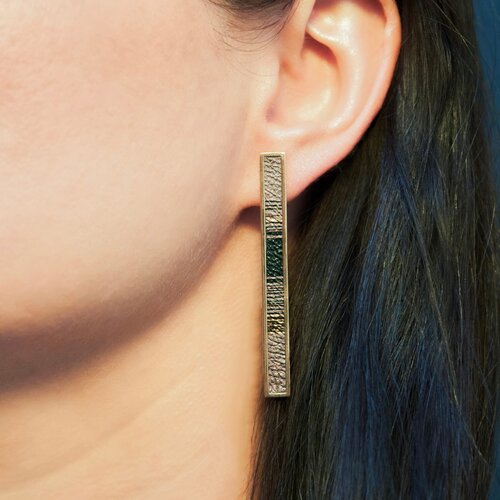 Серьги пусеты Екатерина Шалимова, кожа, натуральная кожа, бежевый, коричневый