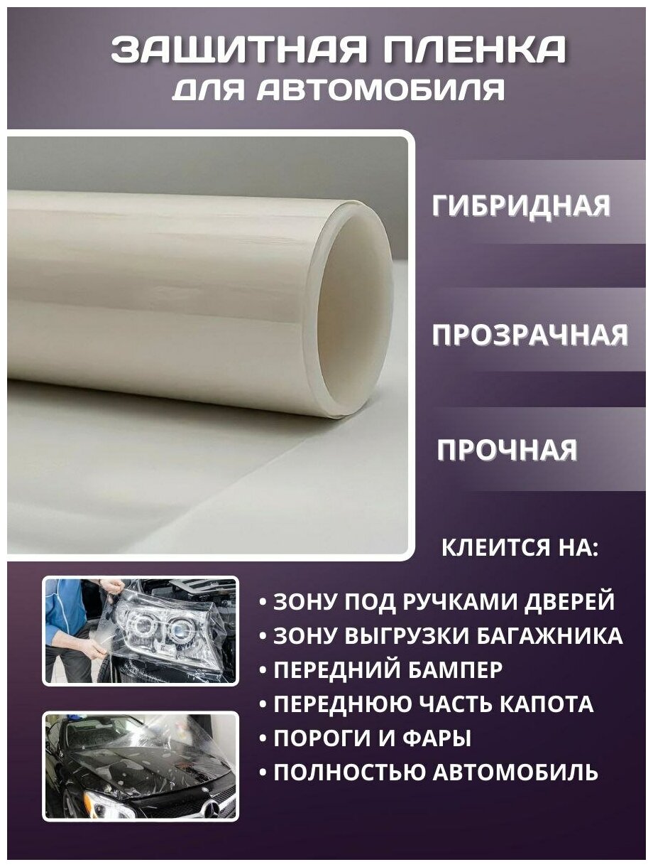 Бронепленка на автомобиль гибридный полиуретан 160мкр. Сверхпрочная самоклеящаяся антигравийная пленка 152х30 см.