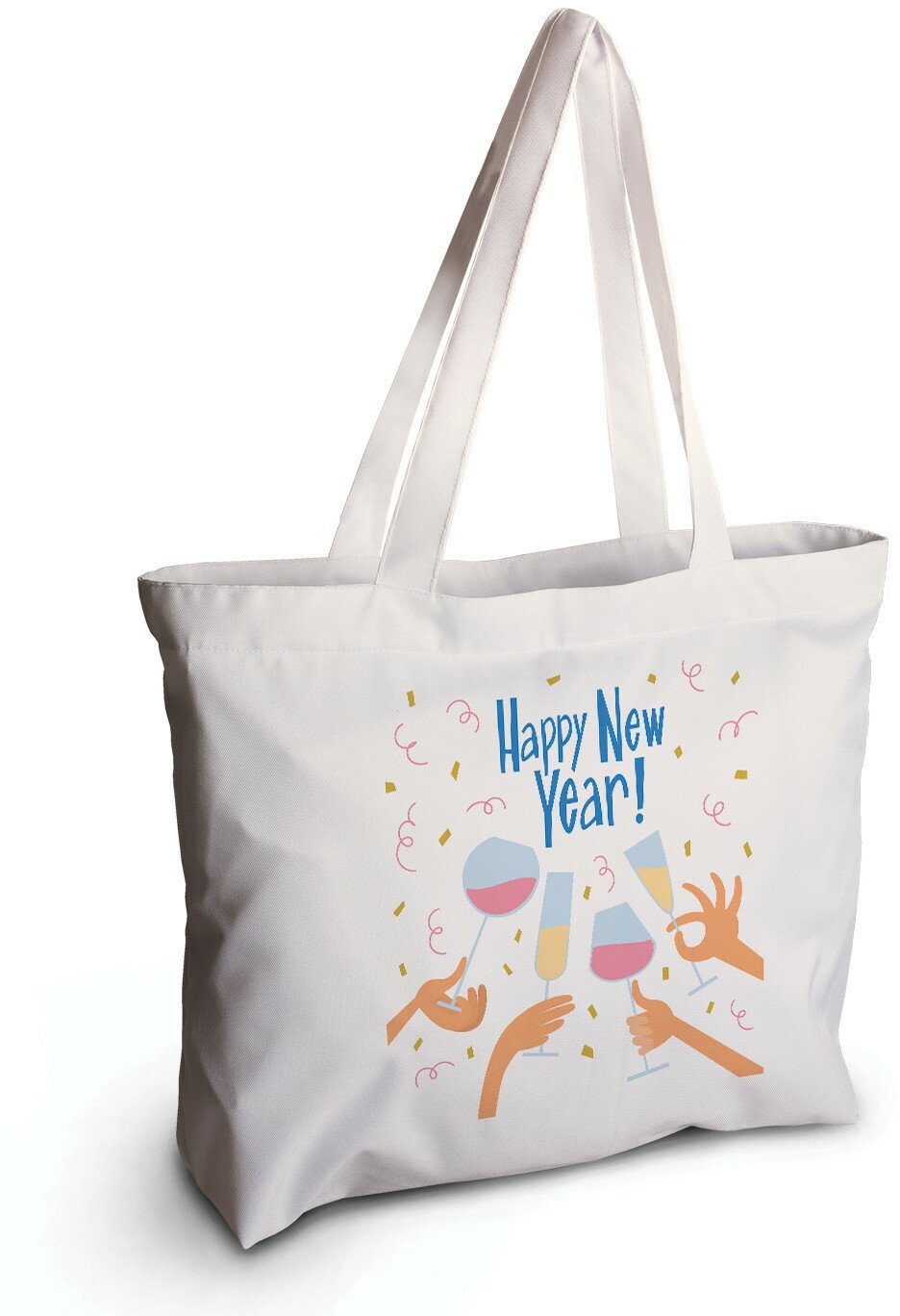 Текстильная женская сумка JoyArty "Новогодняя встреча" на молнии для пляжа и фитнеса - фотография № 2
