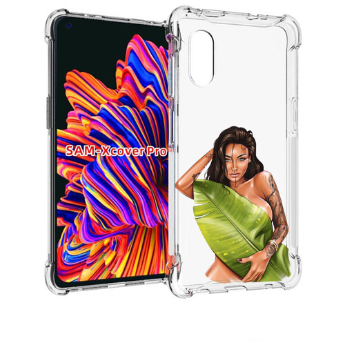 Чехол MyPads девушка-модель-с-большим-листом женский для Samsung Galaxy Xcover Pro 1 задняя-панель-накладка-бампер