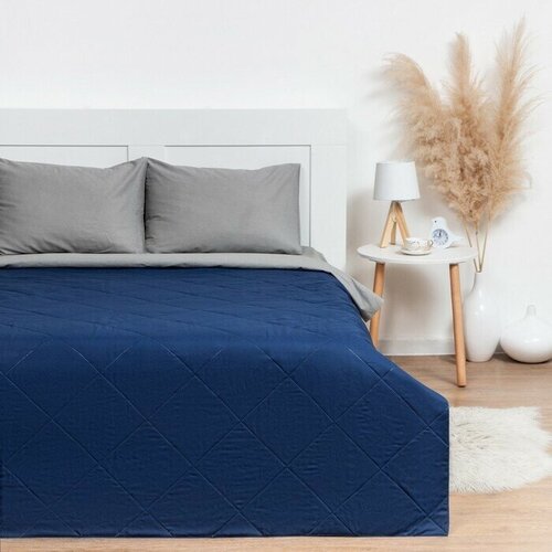 Покрывало Евро Макси 240х210 5 см цвет синий микрофайбер 100 пэ 3620₽