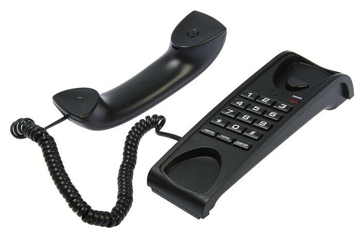 Проводной телефон Ritmix RT-007 настольно-настенный стильный дизайн черный