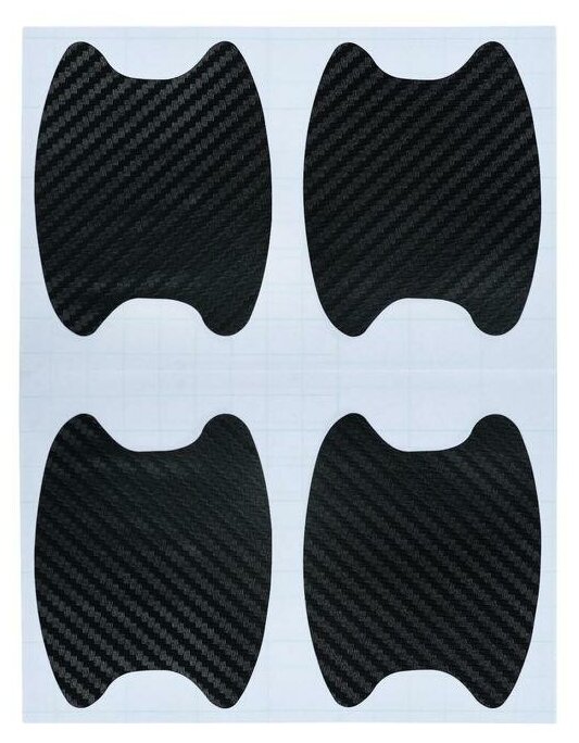 фото Защитная пленка под ручки дверей, 3D карбон, 5х6.8 см, черный, набор 4шт