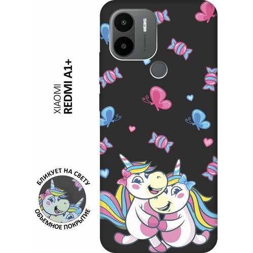 Матовый чехол Unicorns and Candies для Xiaomi Redmi A1+ / Сяоми Редми А1 Плюс с 3D эффектом черный матовый чехол unicorns and candies для xiaomi redmi a1 сяоми редми а1 с 3d эффектом черный