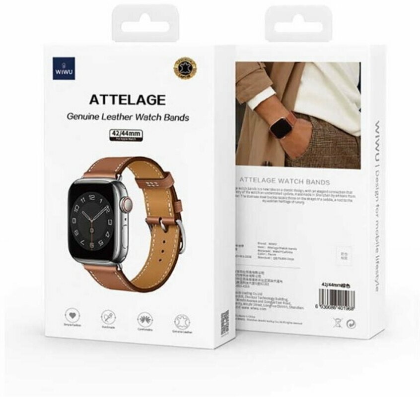 Кожаный ремешок для Apple Watch WIWU Leather watch band 38-40mm Brown