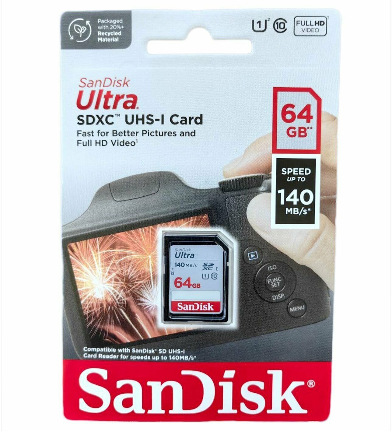 Карта памяти SanDisk Memory Card Ultra SDXC for DSLR, 64 Гб