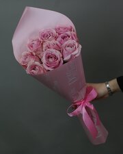 Розы розовые 9 штук 50 см "Пинк Аваланж" Россия(большой бутон)