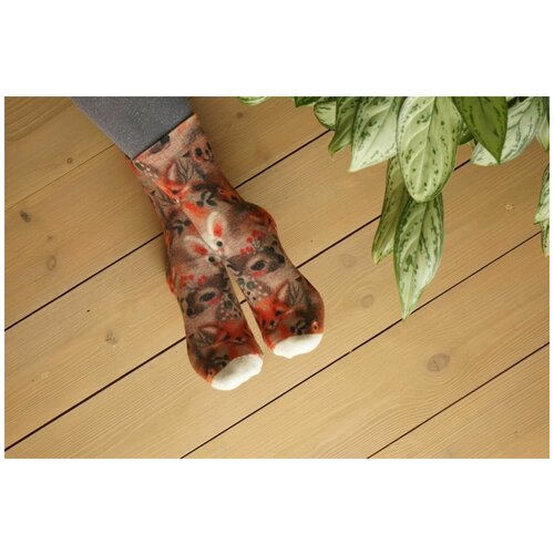 фото Носки шерстянки, размер 39/42, красный, белый