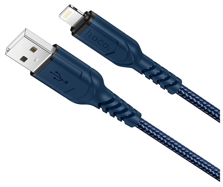 Кабель HOCO X59 Victory USB на Lightning (iPhone, iPad, iPod), 2.4A, 1 метр синий, для быстрой зарядки гаджетов Apple и передачи данных
