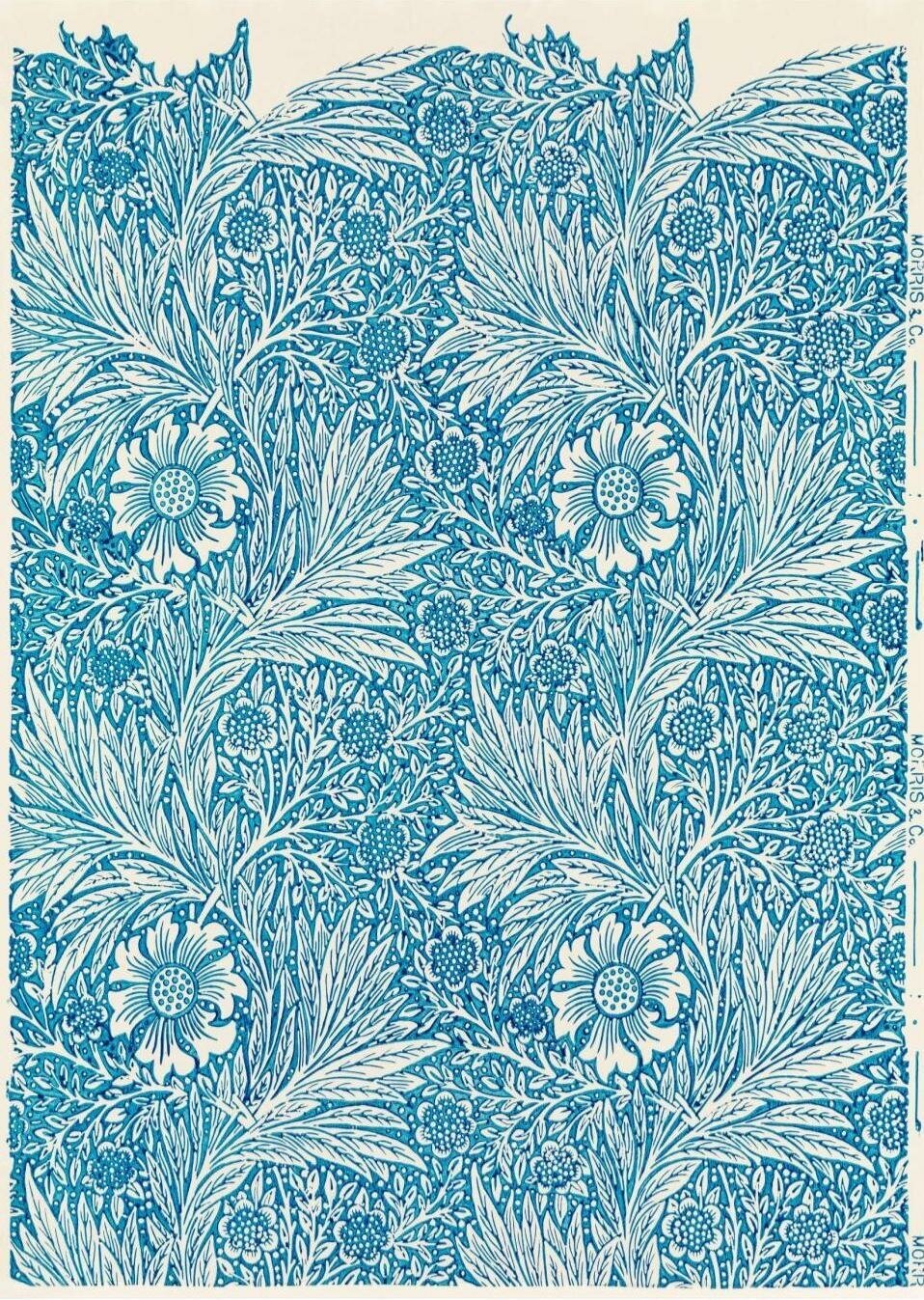 Постер / Плакат / Картина Уильям Моррис - Узор из голубых календул 40х50 см в раме
