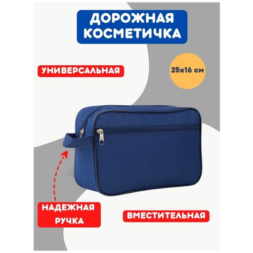 фото Косметичка на молнии, несессер, дорожная, цвет синий mamacom