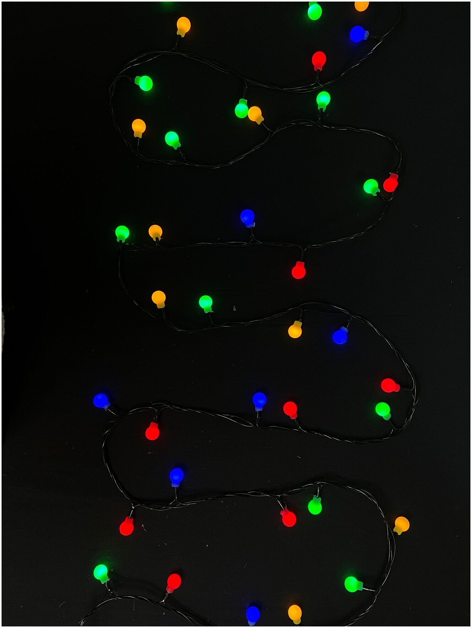 Гирлянда нить шарики на елку, на стену, 8м, разноцветная, новогодняя, светодиодная