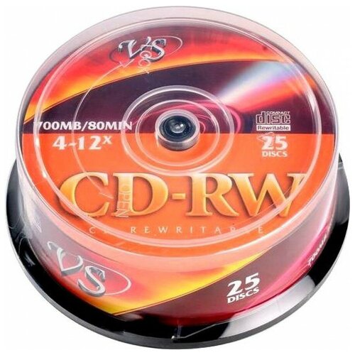 VS Диск для записи, CD-RW 80 4-12x CB/25 700 МБ