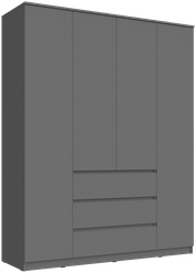 Шкаф Миф Челси 4-х дверный графит четырехдверный с шариковыми направляющими 160.2х51.4х202.2 см