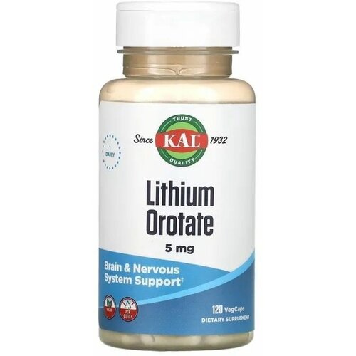 KAL, Оротат лития, Lithium orotate, 5 мг, 120 капсул