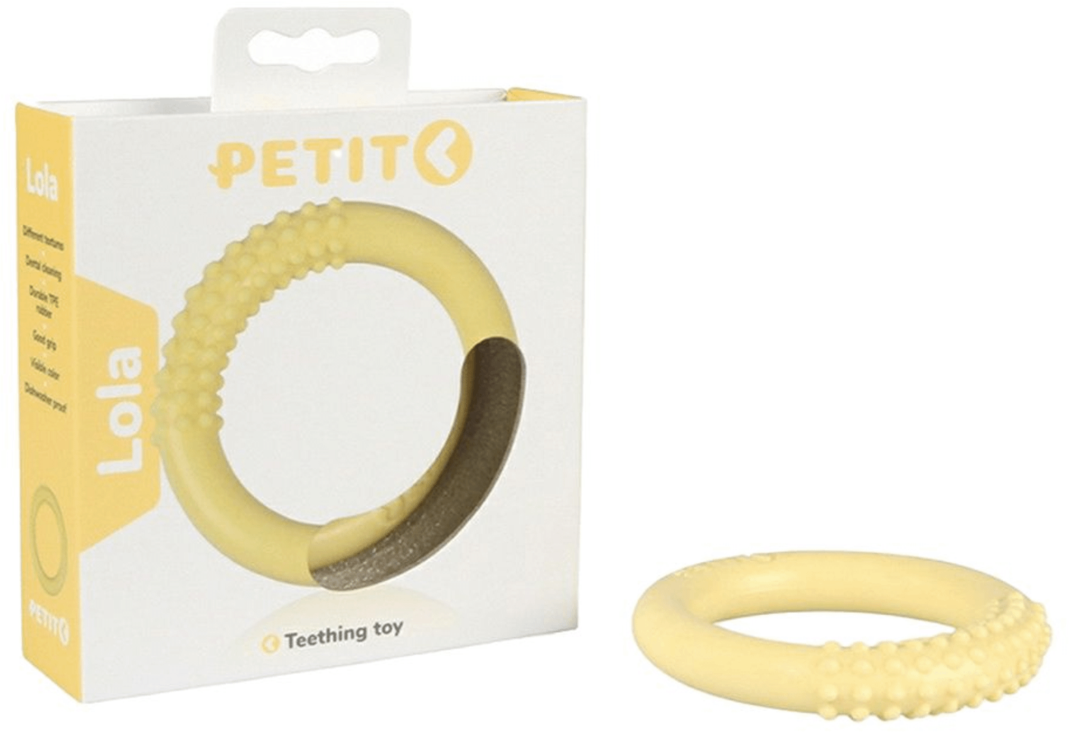 PETIT Игрушка для щенков развивающая "Lola", жёлтая, 10x10х2см - фото №3