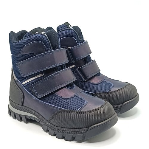Ботинки Kidmen, демисезонные, натуральная кожа, на липучках, светоотражающие элементы, размер 35, синий