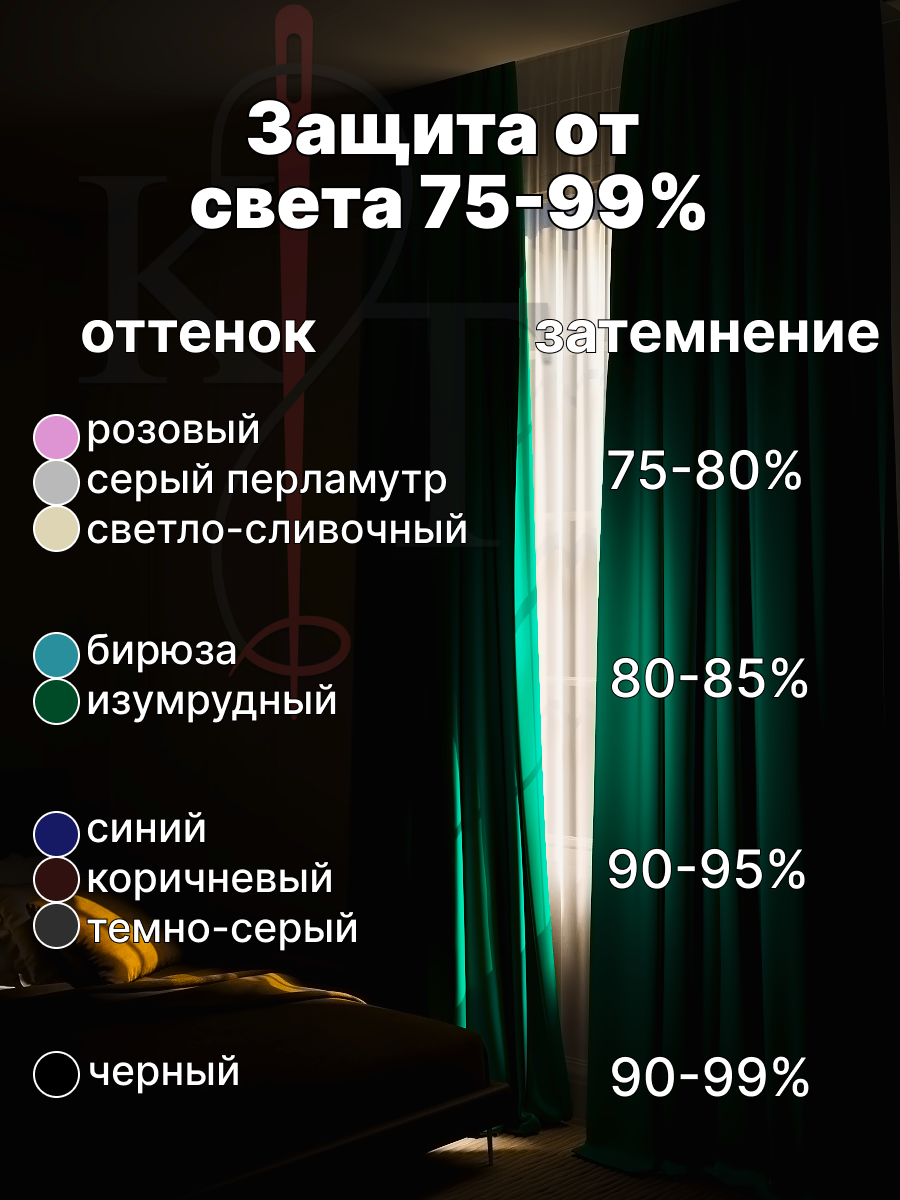 Штора Костромской текстиль Блэкаут ширина 200см высота 260см, светло-сливочный - фотография № 5