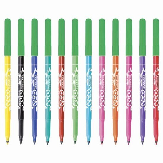 Фломастеры Centropen 12 цветов "ECO Markers", смываемые, вентилируемый колпачок, 2560/12KK, 7 2560 1201