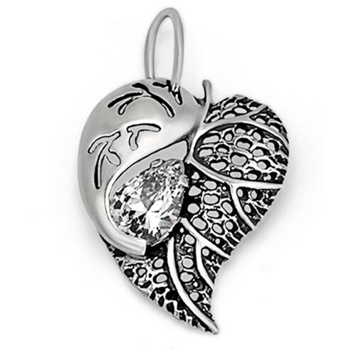 Подвеска женская серебряная на шею, серебро 925 пробы, ювелирное украшение Роса-2, с камнем, большой кулон на цепочку. Юмила