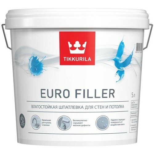 Шпатлевка готовая TIKKURILA Euro Filler влагостойкая 5л, арт.700012220