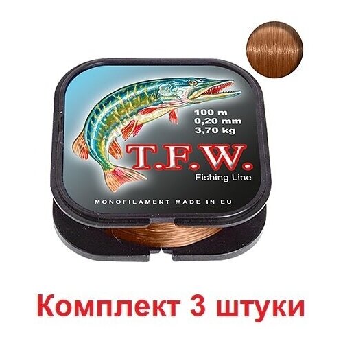 Леска для рыбалки Aqua T.F.W. 0,20mm 100m, 3 штуки