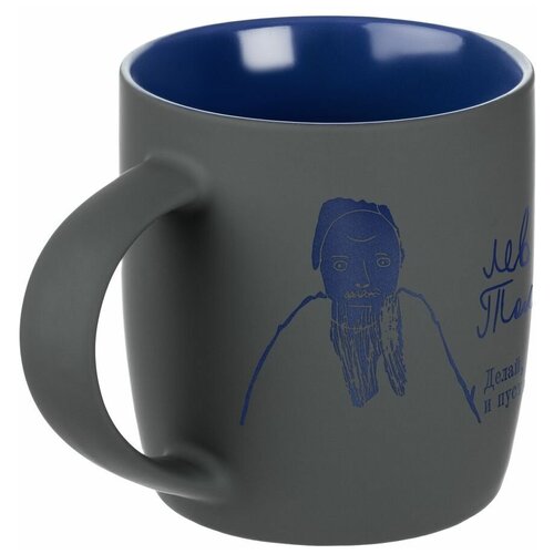 Кружка Толстой c покрытием софт-тач, синяя