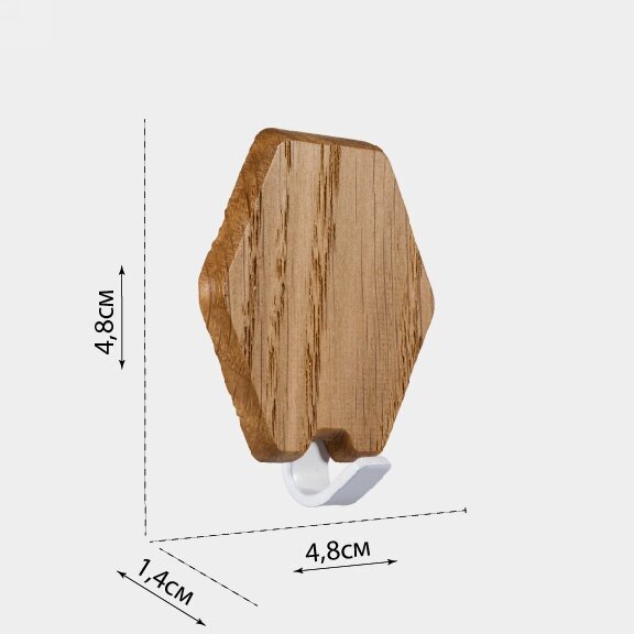 Набор крючков, самоклеящиеся, металл, белые, шестиугольник, дуб, 5шт. - фотография № 2
