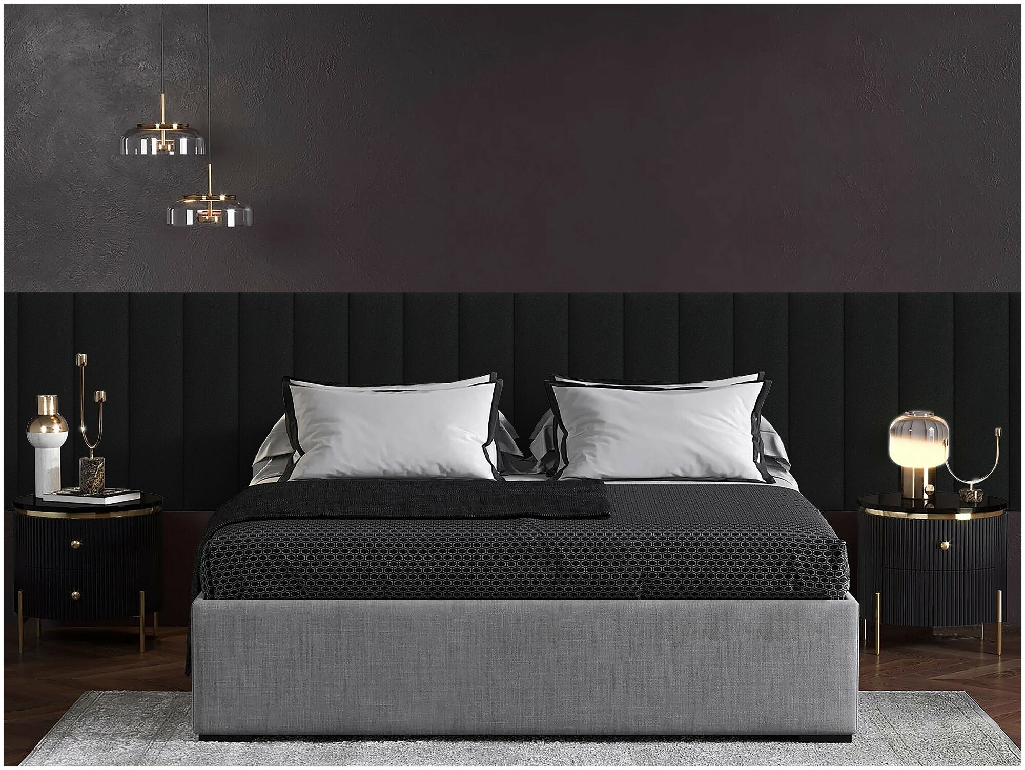 Панель кровати Velour Black 20х80 см 4 шт.
