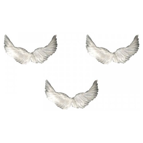 крылья ангела перьевые белые малые 30 см х 50 см Крылья ангела белые перьевые карнавальные большие 60х35см, на Хэллоуин и Новый год (3 пары в наборе)