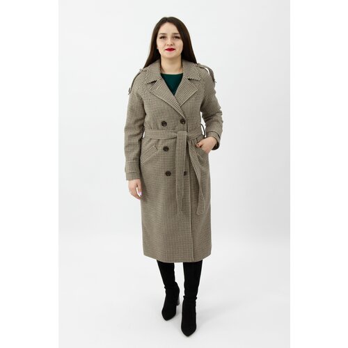 фото Kr-256-гусиная лапка пальто женское бежевый kristina moda