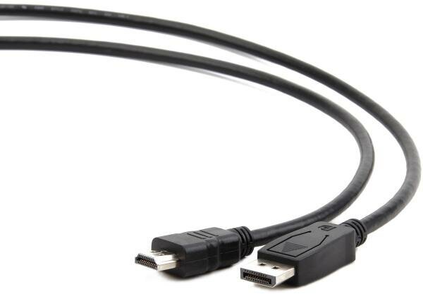 Кабель интерфейсный DisplayPort-HDMI BION 20M/19M, однонаправленный конвертор сигнала с DisplayPort в HDMI, экран, 1,8м, черный - фото №1