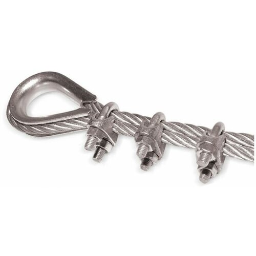 Трос из нержавеющей стали 3 мм. (50 метров + зажимы 4 шт + коуш 1 шт).