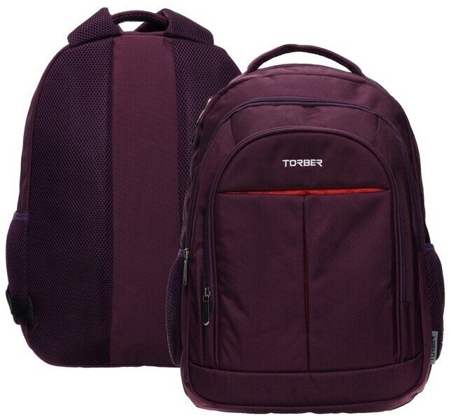 Рюкзак из плотной ткани Torber FORGRAD T9502-PUR с отделением для ноутбука 15", пурпурный, 19 л