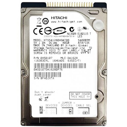 Жесткий Диск Hitachi 0A50107 80Gb IDE 25 HDD 921500₽
