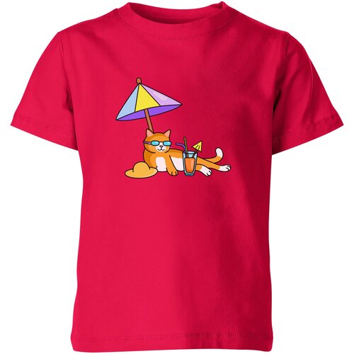 Футболка Us Basic, размер 14, розовый мужская футболка котик на пляже s синий