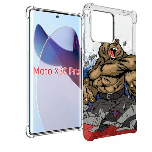 Чехол MyPads медведь защитник родины для Motorola Moto X30 Pro задняя-панель-накладка-бампер